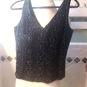 Adrianna Papell evening gorgeous Beaded silk top